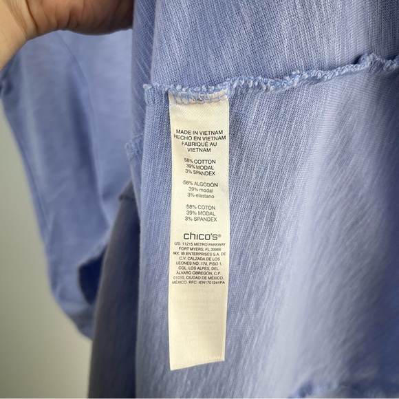 Chicos 1 Dress Midi Small Short Sleeve Periwinkle Blue Boho Asymmetric Casual - Picture 6 of 7